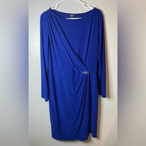 Chaps Blue Long Sleeve Formal Dress